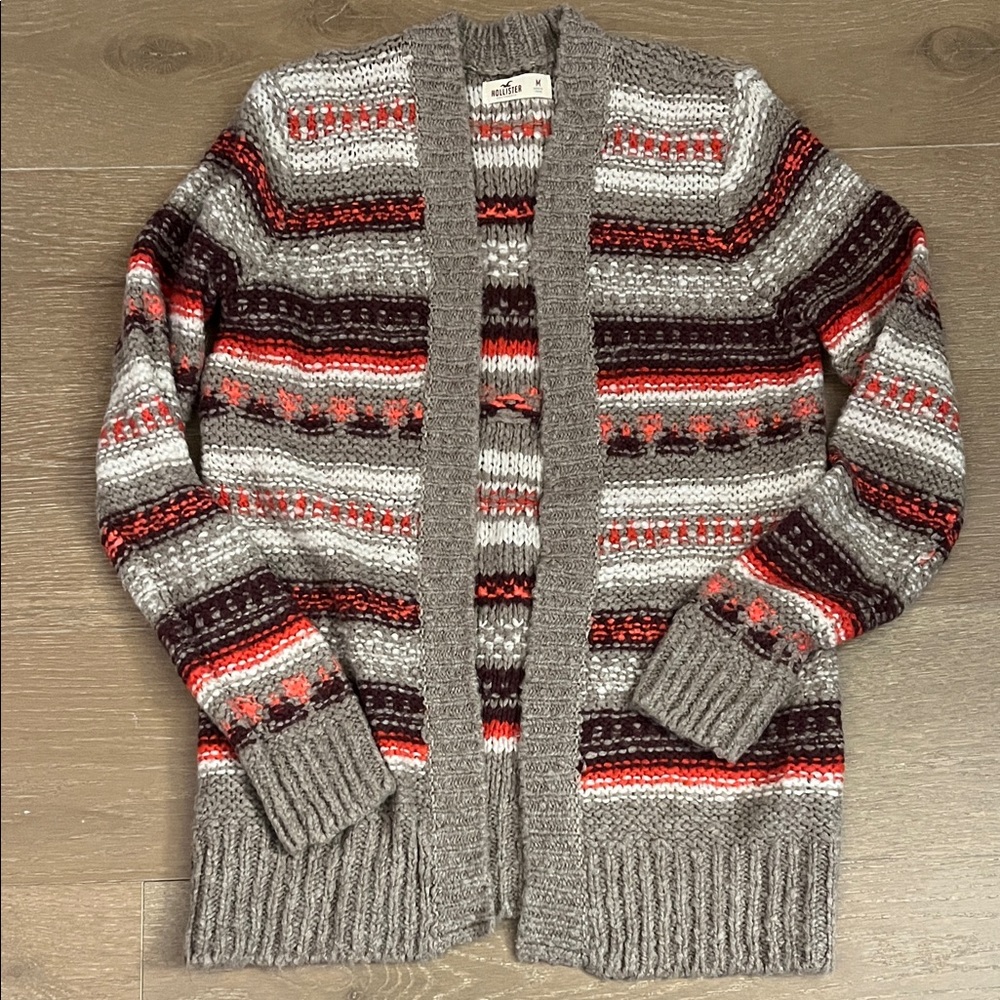 Vintage Style Hollister Wool Blend Striped Cardigan size medium